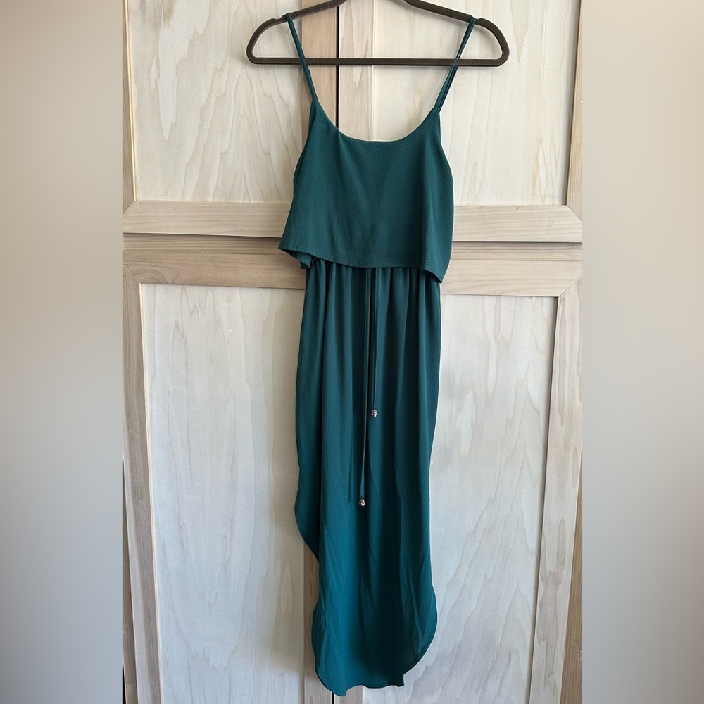 Women's Adjustable Strappy Split Summer Beach Casual Midi Dress - Dark Green